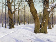 雪景 俄罗斯风景油画 古典油画 004