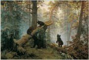 熊 古典风景油画 俄罗斯风景 034