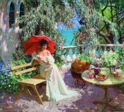花园景油画 餐厅油画  欧式油画 190