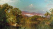 河流树林油画 古典风景油画 276
