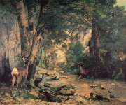 树林中的小鹿 古典风景油画261