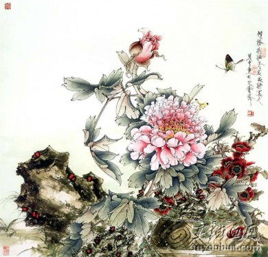 工笔油画 牡丹花油画 大芬村油画 中国风格油画 058