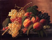 桃子 古典水果静物油画 餐厅油画 056