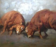 牛 动物油画 007