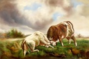 牛 动物油画 018