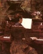 古典人物油画  谈钢琴 欧式油画  002