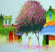 越南景油画 乡村风景 东南亚油画 003