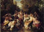 古典人物油画 十女洗澡图  257