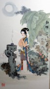 中国工笔人物油画 仕女图 064