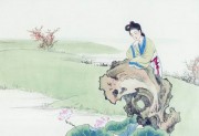 中国工笔人物油画 仕女图 105