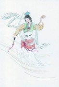 中国工笔人物油画 仕女图 086