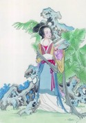 中国工笔人物油画 仕女图 088