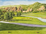 草地 写实风景油画 高尔夫球场油画 glf027