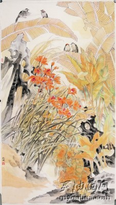 工笔花鸟油画 中国风格油画 146