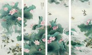 荷花油画 工笔油画 中国风格油画 151