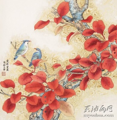 工笔花鸟油画 中国风格油画 138