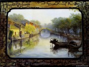 江南水乡油画 中国风景油画071