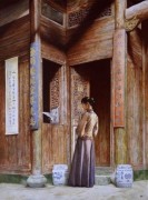 中国风格建筑油画 中式庭院 004