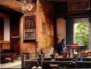 中国风格建筑油画 中式庭院 002
