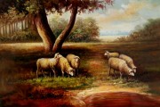动物油画 羊 古典油画 042