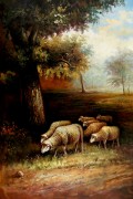 动物油画 羊 古典油画 046