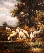 动物油画 羊 古典油画 045