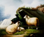 动物油画 羊 古典油画 038