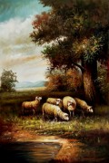 动物油画 羊 古典油画 037
