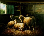 动物油画 羊 古典油画 039