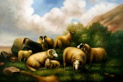 动物油画 羊 古典油画 041