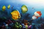 鱼油画 海底世界油画04