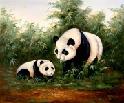 动物油画 大熊猫