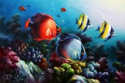 鱼油画 海底世界油画