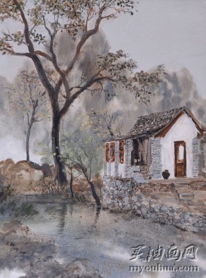 中国风景油画 水乡油画 136