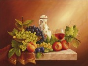 葡萄静物油画 餐厅水果油画045