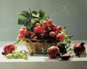 静物和葡萄油画 水果油画080