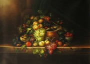 静物和葡萄油画 水果油画083