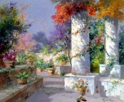 大芬村纯手绘油画 花园景油画 118