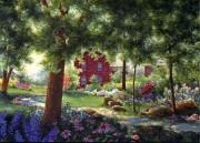 大芬村纯手绘油画 花园景油画 116