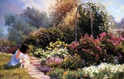 大芬村纯手绘油画 花园景油画 138