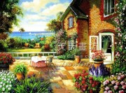 大芬村纯手绘油画 花园景油画 071