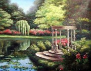 大芬村纯手绘油画 花园景油画 121