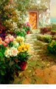 大芬村纯手绘油画 花园景油画 377