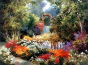 大芬村纯手绘油画 花园景油画 204