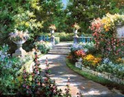 大芬村纯手绘油画 花园景油画 223