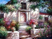 大芬村纯手绘油画 花园景油画 364