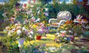 大芬村纯手绘油画 花园景油画 316