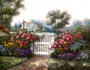 大芬村纯手绘油画 花园景油画 238
