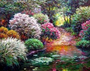 大芬村纯手绘油画 花园景油画 274