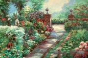 大芬村纯手绘油画 花园景油画 361